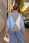 Women's Diamond Patterned High Collar Zippered Knitwear Cardigan - 5