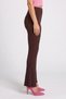 Women Regular Fit Knitted Mid Waist Flared Pants, Dark Maroon - 3