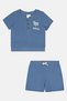Toddlers Boy 2 Pieces Embroidered T-Shirt And Shorts Set, Slate Blue - 2