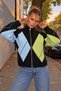Women's Diamond Patterned High Collar Zippered Knitwear Cardigan - 3