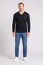 Men V-Neck Long Sleeve Sweater, Navy Blue - 2