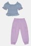 Toddlers Girl 2 Pcs Plain Top And Pants Set, Multicolor - 3