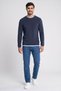 Men Crew Neck Textured Sweater, Navy Blue - 2