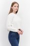 Women Crew Neck Crochet Sweater, White - 3