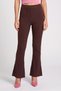 Women Regular Fit Knitted Mid Waist Flared Pants, Dark Maroon
