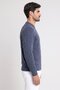 Men Crew Neck Textured Long Sleeve Sweater, Dusty Navy - 3