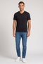 Men 3 Pieces V Neck Short Sleeve Plain T-Shirt, Black - 2