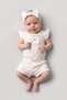 Toddlers Girl 3 Pcs Allover Print Romper And Shorts With Headband Set, Multicolor