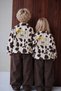 Cow Patterned Jacket with Crest Detail and Brown Trousers Unisex Children's 2-Piece Set - Brown - 5