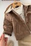 Boys' 3-Piece Set with Quilted Jacket, Printed T-Shirt and Trousers - Brown - 7