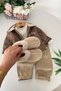 Boys' 3-Piece Set with Quilted Jacket, Printed T-Shirt and Trousers - Brown - 8