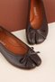 Women's Genuine Leather Bowknot Flip-Flop Ballerinas Ch.123 Brown - 8