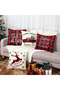 Christmas Pillow Covers 18x18 Set of 4 Red Green Xmas Decorative Throw Pillows Christmas Tree Deer Santa Pillow Cases Home Outdoor Sofa Couch Cushion Covers for Christmas Decorations - 2