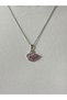 Silver Color Pink Swan Steel Necklace