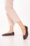 Women's Genuine Leather Flip-Flop Ballerinas Ch.133 Brown - 6