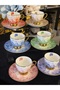 Porcelain Colored Coffee Cup Set for 6 People, 1St Class, 90 ml - 6