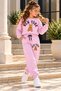 Girl's Teddy Bear Printed 3-Strand Threaded Sweatshirt and Sweatpants Set, Ages 3-10