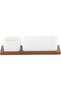 Acacia Wood Porcelain 2 Pieces Serving Set, 29cm, White & Brown - 4