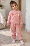 Girl's Plush Tracksuit Set, Lilac Floral, Soft Textured, Winter 2-Piece Fleece Set - 3