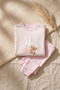 Mila 100% Cotton Striped Rabbit and Teddy Bear Embroidered Baby Girl Set - Seasonal Top and Bottom Set - 4