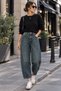 Women's Pale Navy Blue Antique Washed 100% Cotton Balloon Jeans High Waist