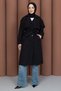 Belted Double-Breasted Collar Trench Coat Black Hm2975 - 2