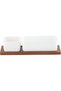 Acacia Wood Porcelain 2 Pieces Serving Set, 29cm, White & Brown