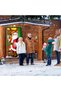 Christmas Santa Door Cover Banner, Santa Claus Open Door with Puppy Backdrop, Xmas Front Door Hanging Decor for Home, Party, Holiday Decoration - 4