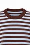 7087 Women's Striped Crew Neck Wide Sleeve Crop Knit Sweater Brown - Baby Blue - 2