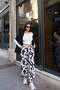 Gabardine Fabric Patterned Trousers with Cow Pattern - 4