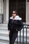 Oysho Fabric Collared Fur Cardigan Black