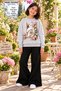 Winter, Spring, and Autumn Girls' Black Spanish Flared Bottoms and Gray Sweat Top