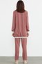 Shawl Collar Zippered Crepe Suit - Dusty Rose - 6