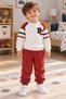 Baby Boy Kids 2-Piece Set Burgundy White College Collar Sweatshirt and Jogger Sweatpants