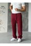 3-thread brushed fleece basic tracksuit - burgundy