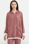 Shawl Collar Zippered Crepe Suit - Dusty Rose - 3