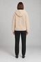 Women's Beige Oversize Hooded Plush Sweatshirt with Pockets - 5