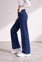 Women's High Dark Blue Loose Palazzo Trousers Lycra Denim Jeans. - 2