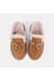 Women's Tan Ethnic Stitched Beaded Suede Sabo Slippers - 6