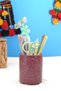 Burgundy Blue Fan-Shaped Round Pen Holder & Makeup Brush Holder & Desktop Organizer (Round)
