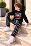 Boy's Car Printed Striped 3-Strand Ribbed Tracksuit Set 3-10 Years Old - 2