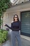 Diver Fabric Shoulder Buckle Blouse Black - 4