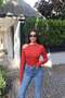 Diver Fabric Shoulder Buckle Blouse Red - 2