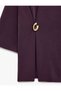 Modal Fabric Crew Neck Striped T-Shirt with Accessories, Comfortable Fit, Three-Quarter Sleeves - 7