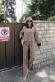 Gabardine Fabric Zippered Collar-Trimmed Jacket Beige - 2