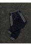 Men's Gray Black Stripe Detailed Zippered Pocket Elastic Cuffed Sweatpants - 5