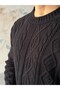 Crop Cut Knitted Patterned Knitwear Black - 4