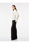 Slim Fit Long Sleeve Gathered Collar Satin Shirt - 3