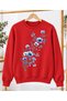 Women's Blue Floral Bouquet Graphic Printed Oversized Sweatshirt - Crew Neck Drop Shoulder Winter Sweatshirt