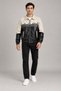 Men's black two-tone oversized jacket with fur lining